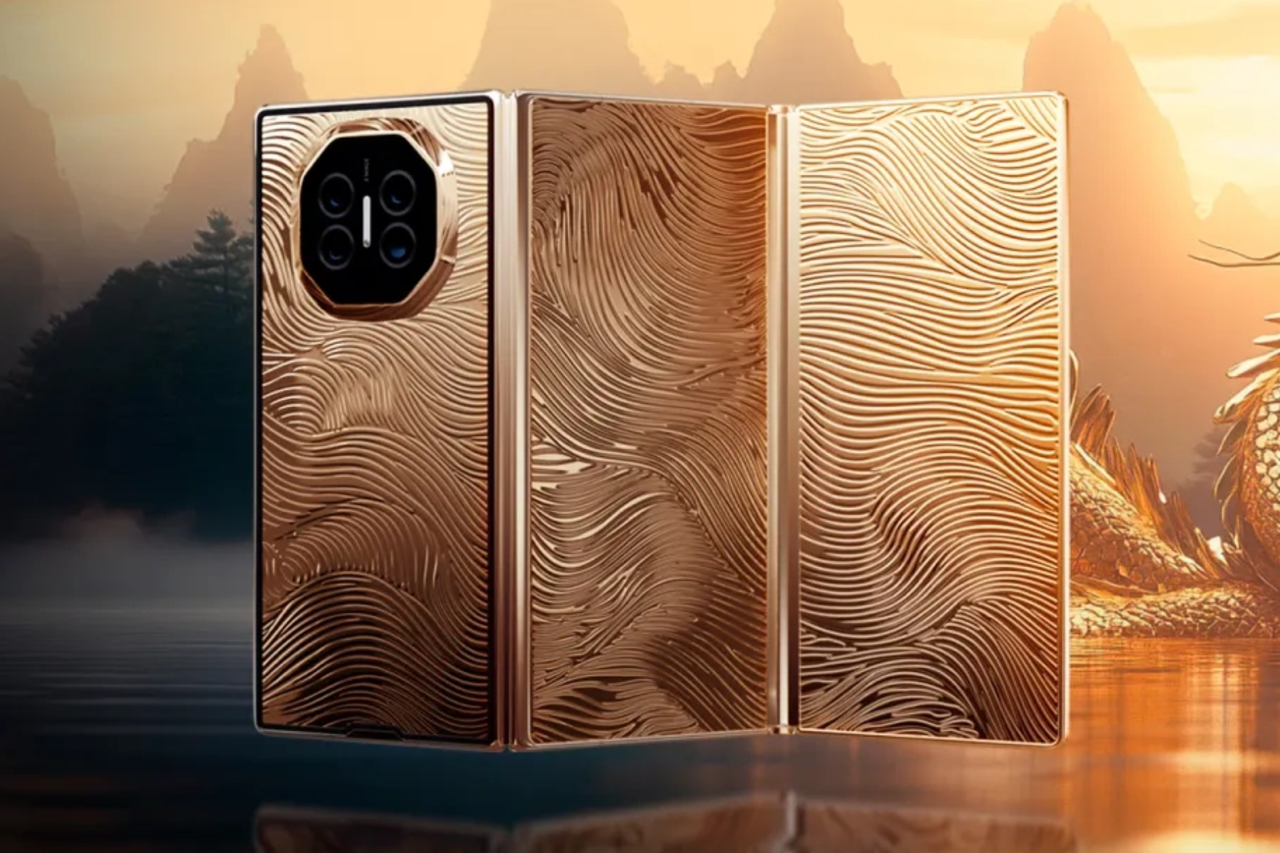 Rear profile of Huawei Mate XT Caviar Edition.