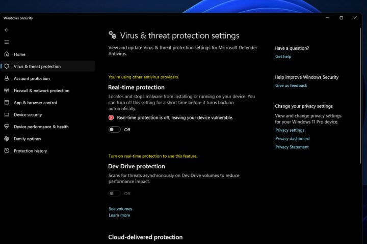 Turning of Windows Defender live detection.