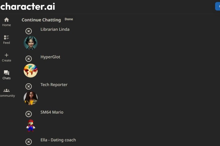 Removing third party characters from your Character AI home page.