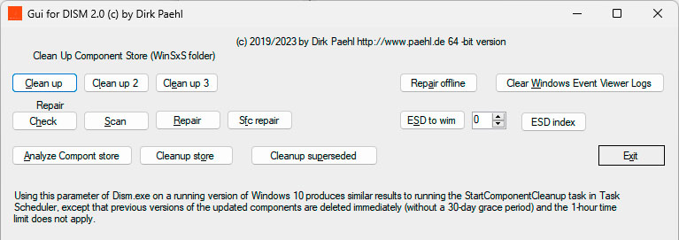 Windows repair: With GUI for Dism you use the Microsoft command line tool Dism to clean up the usually very large Winsxs folder and repair defective system files.