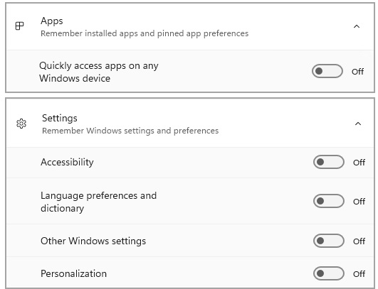 Syncing Windows settings