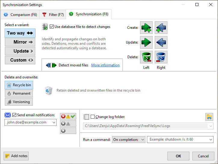 FreeFileSync interface