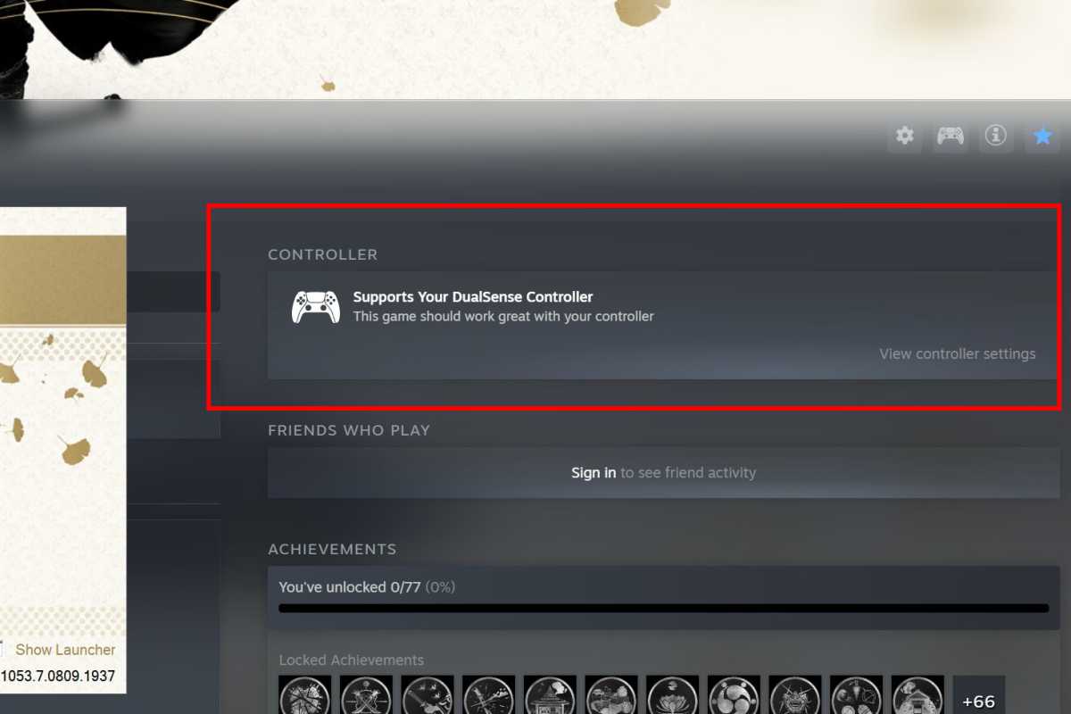 Steam game listing for Ghost of Tsushima supports PlayStation DualSense controller