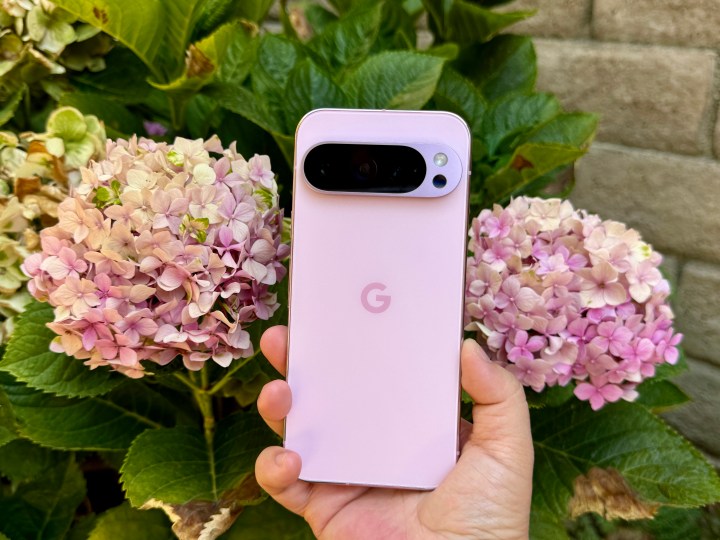 Pixel 9 Pro in Rose Quartz.