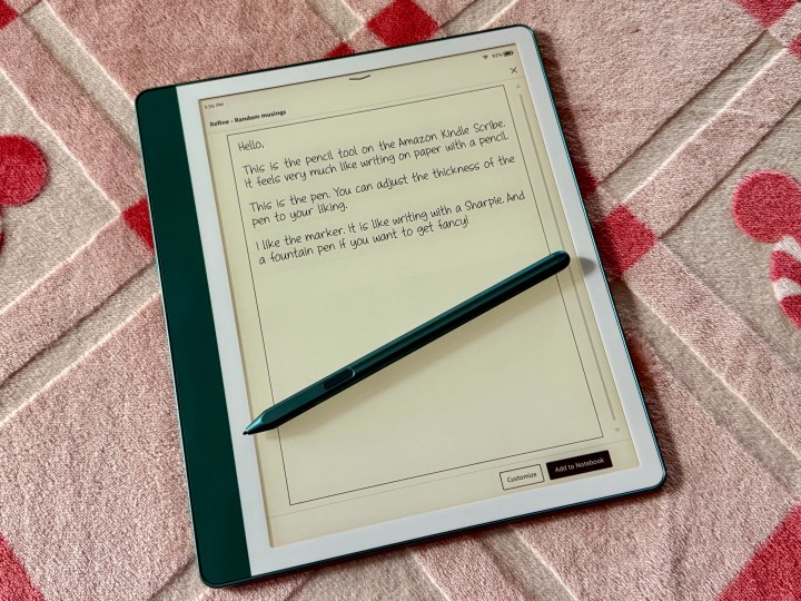 Refined notes on a Kindle Scribe.