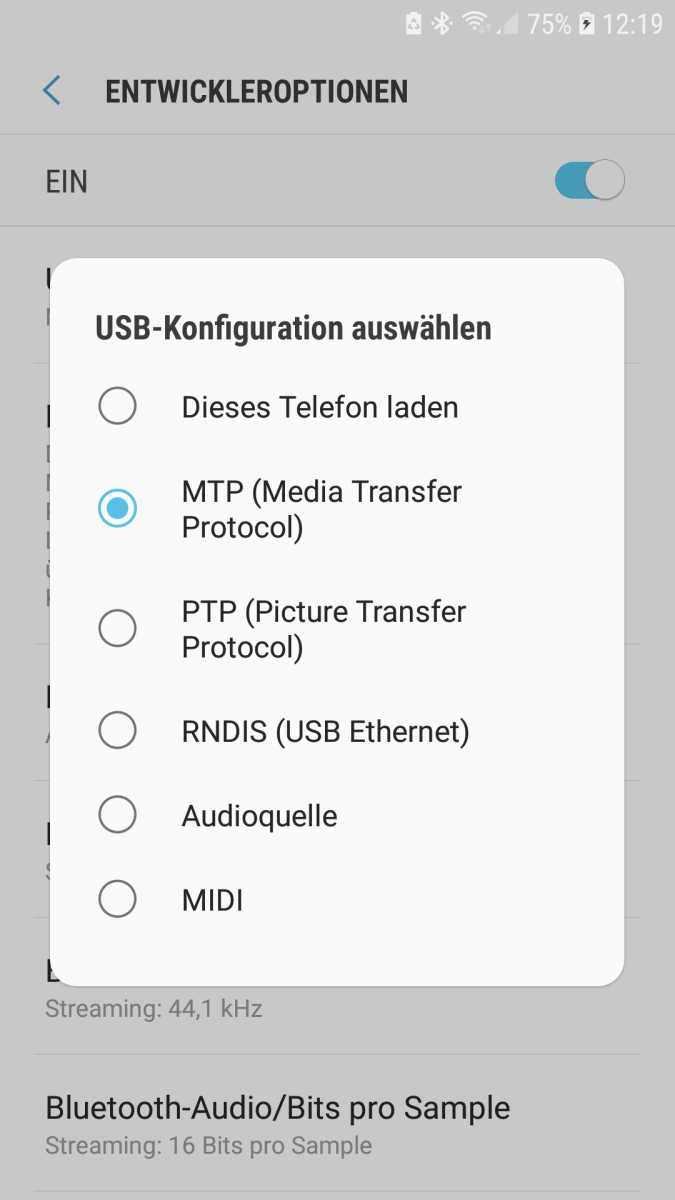 USB Settings on Android