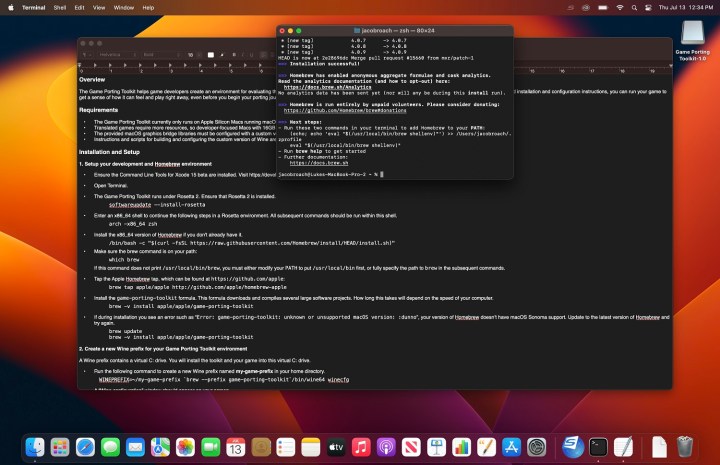 Setting up the Game Porting Toolkit on a Macbook.