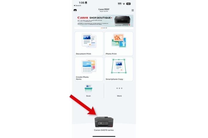 A screenshot of the Canon Print app.