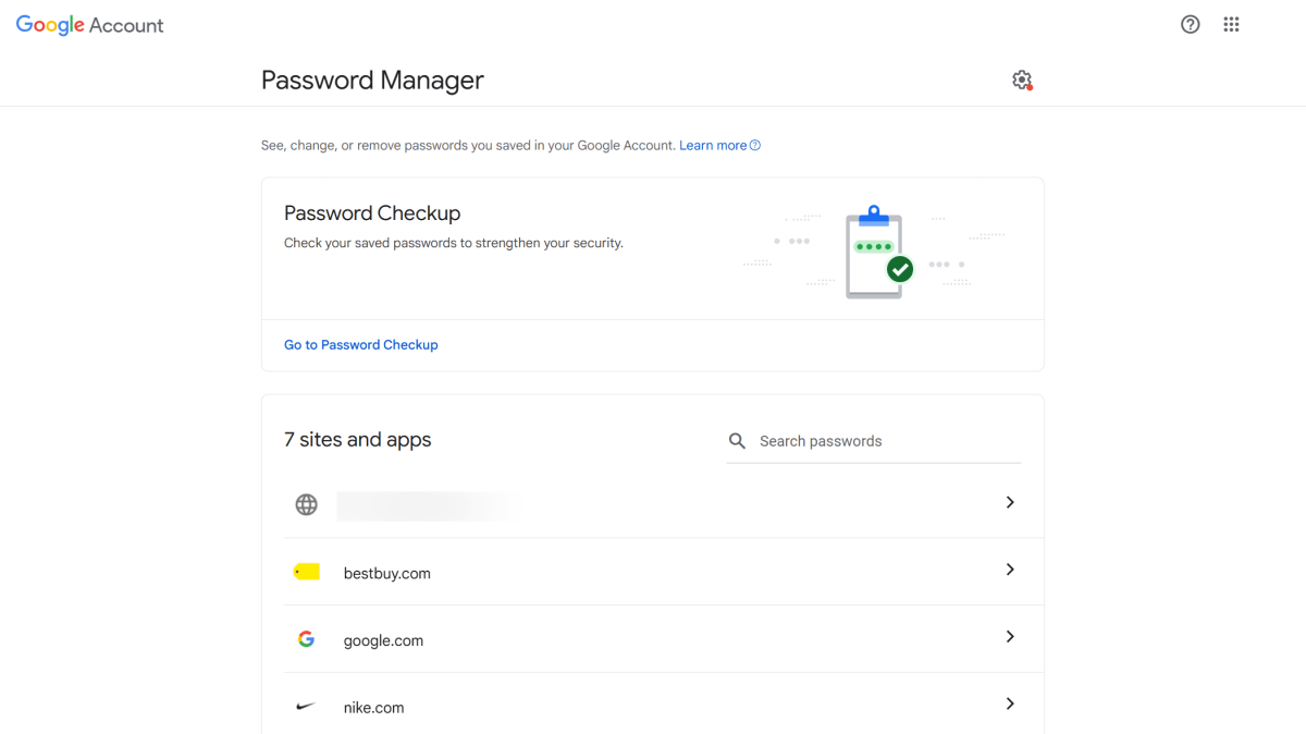 Google Password Manager via dedicated website