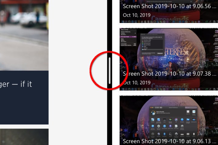 MacOS Split View divider.