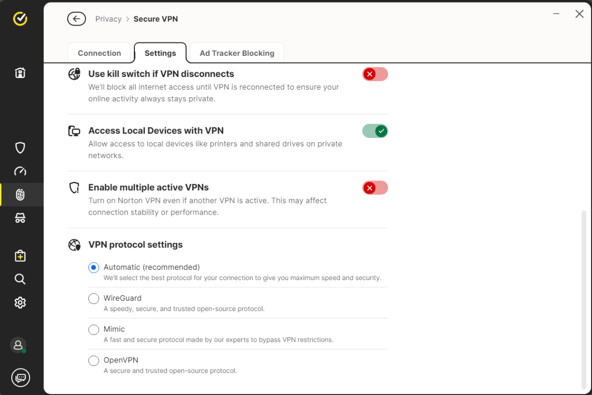 Norton Secure VPN Protocols