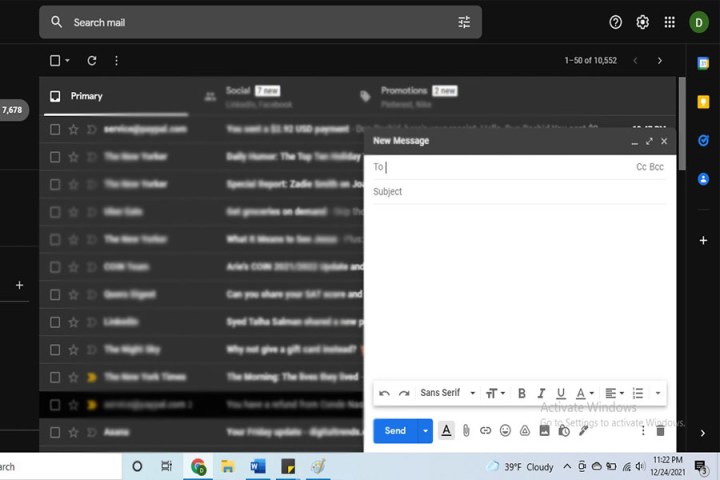 The Compose Email option in Gmail.