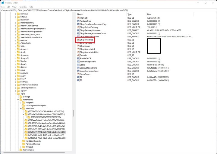 Registry editor in Windows 11.