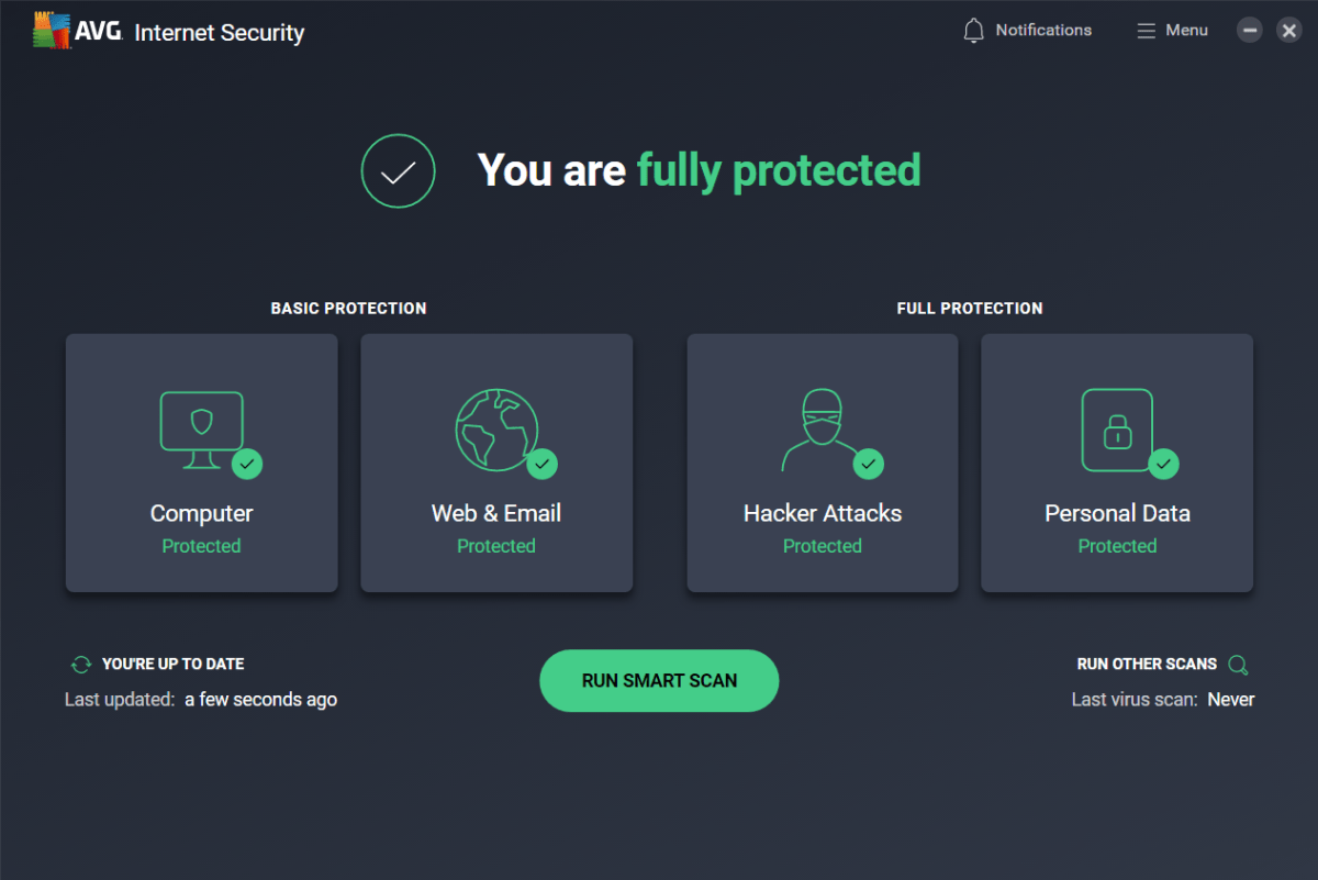 AVG’s dashboard is fairly straightforward.