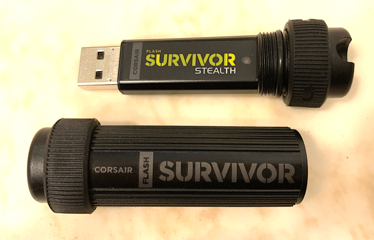 The Corsair Survivor Stealth removed from its protective tube