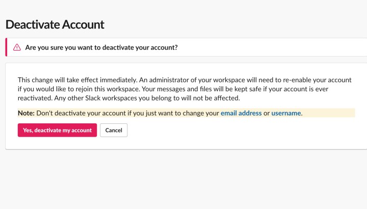 Choose Yes, Deactivate My Account.