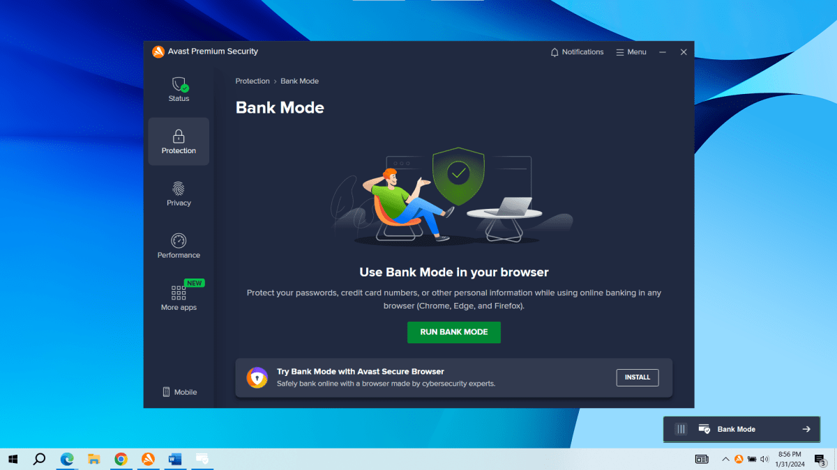 Avast Premium Security Bank Mode