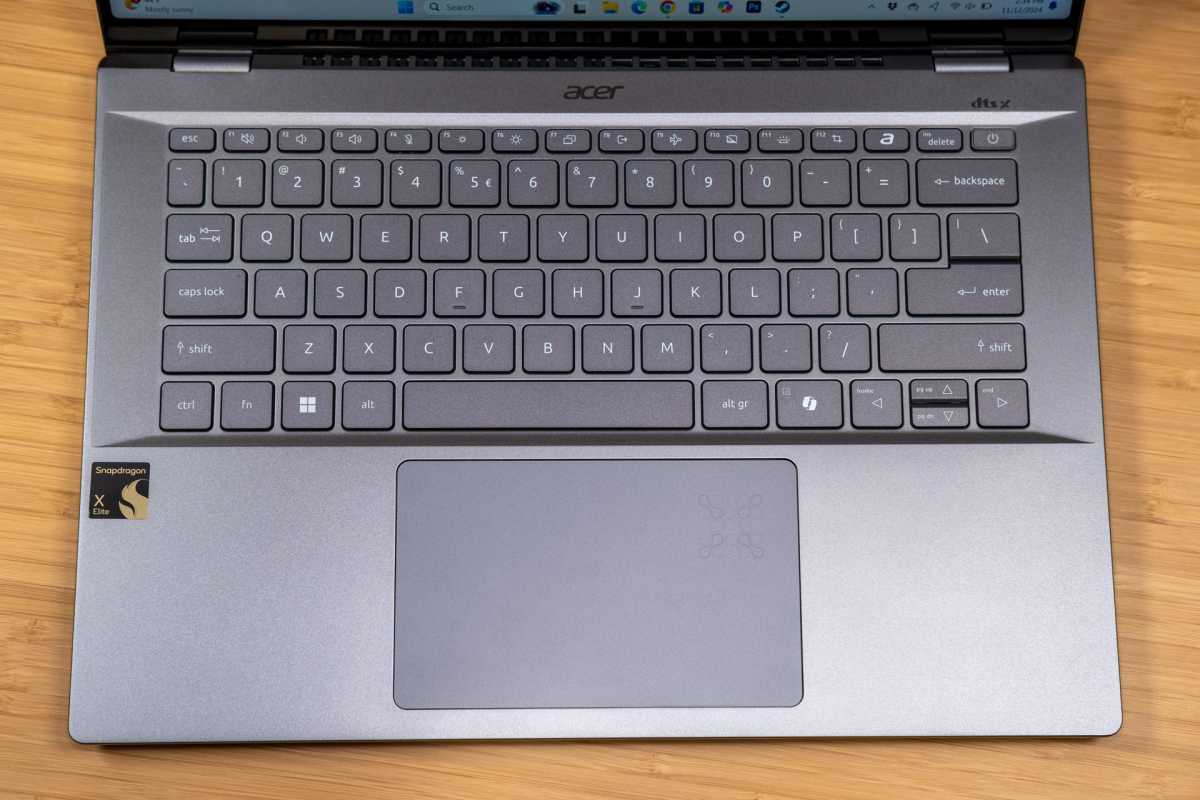 alt text: Close-up of the keyboard on the Acer Swift 14 AI laptop.