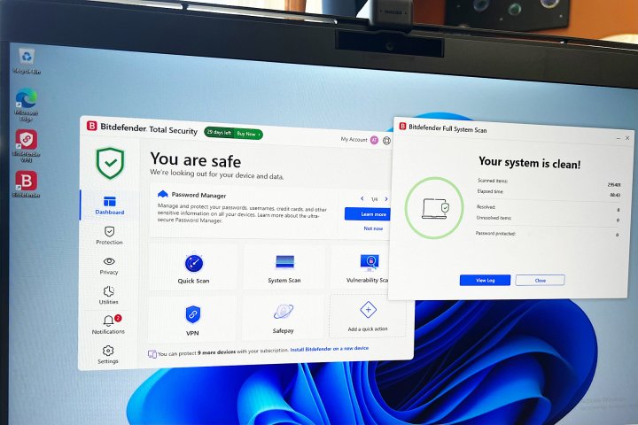 A photo of Bitdefender running on a PC.