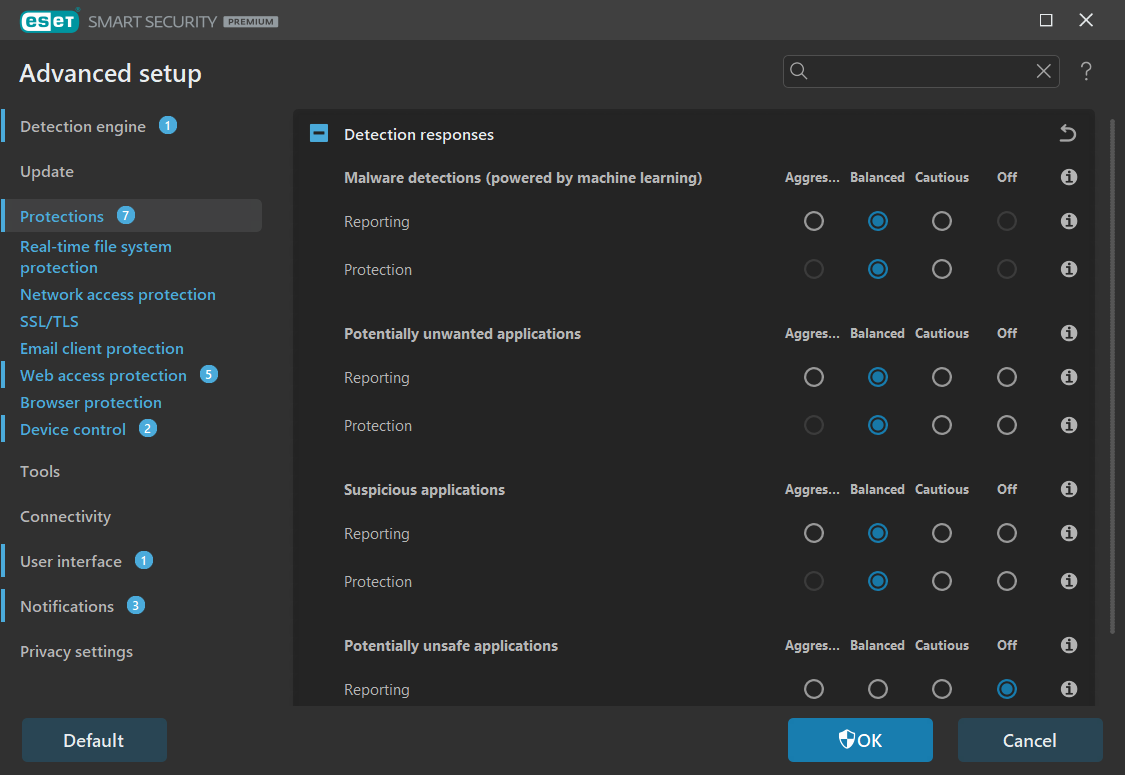 ESET Home Security Premium Advanced settings