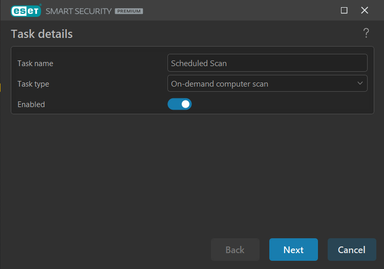 ESET Home Security Premium scheduled scan creation