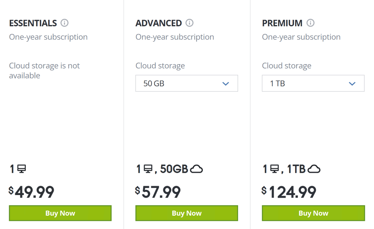 Acronis True Image is available as standalone, or with storage.