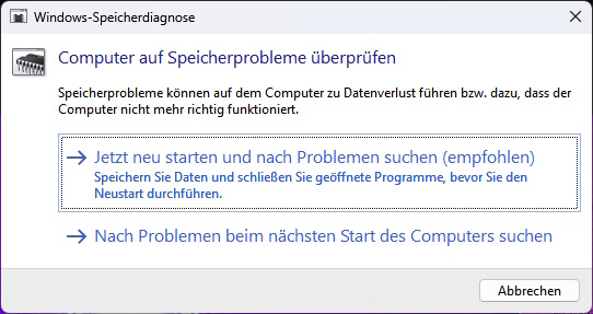 Windows-Speicherdiagnosetool