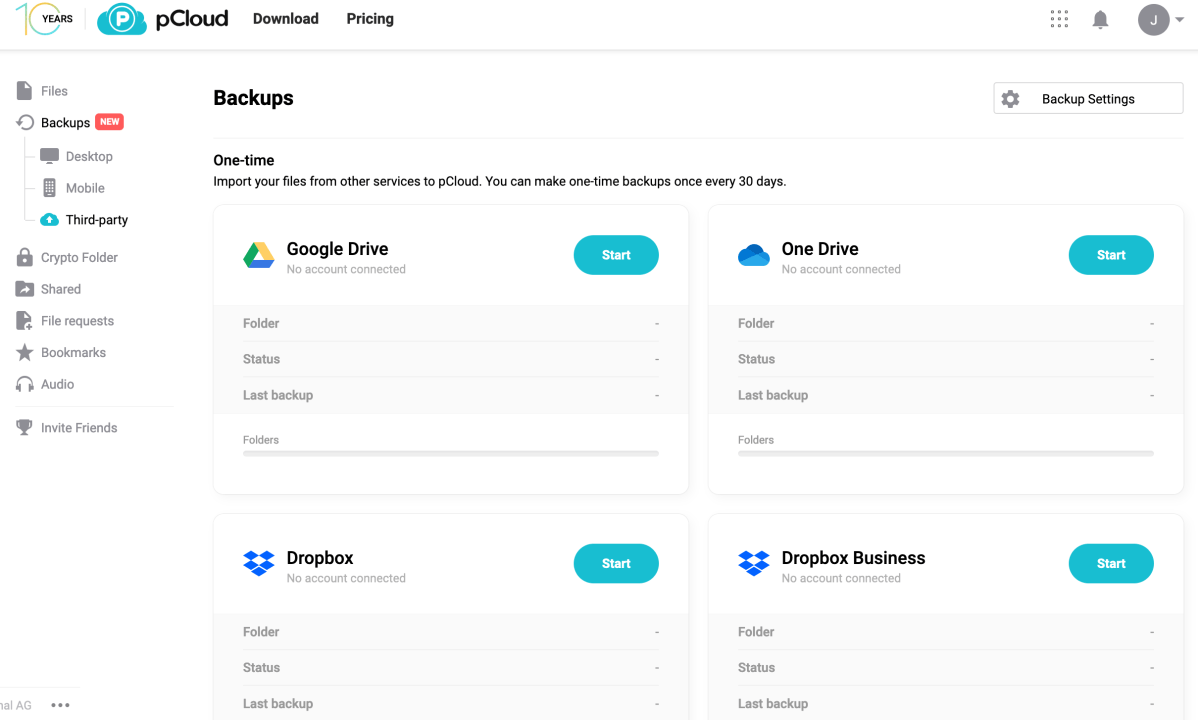 Backing up other cloud services with pCloud