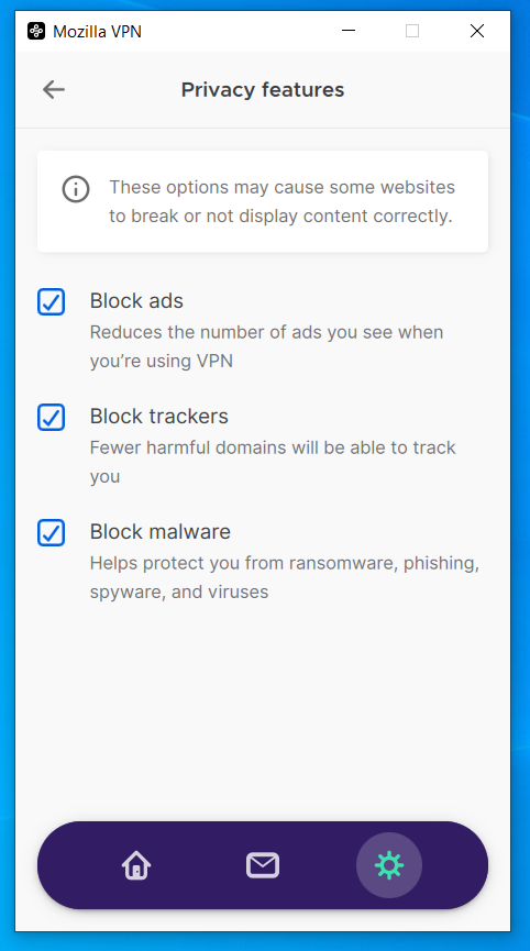 Mozilla VPN privacy features