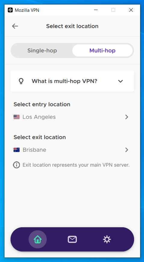 Mozilla VPN multi-hop feature