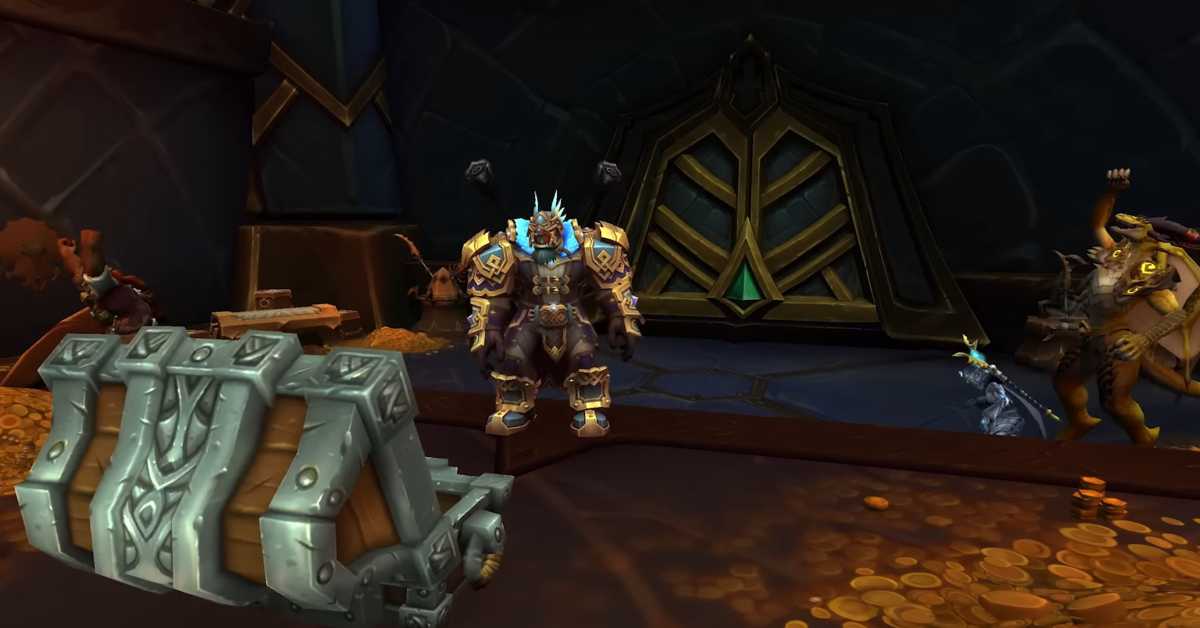 The treasure chamber at the end of a Delve in World of Warcraft: The War Within, containing rewards and special currencies.