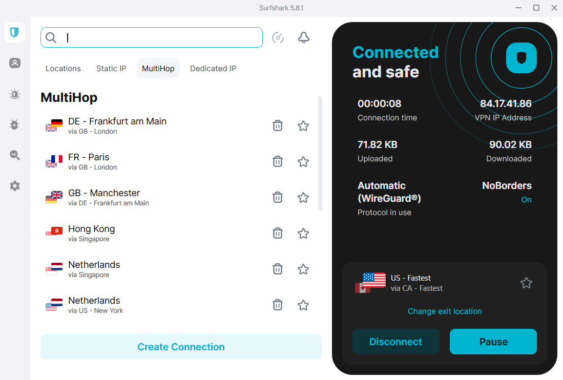 Surfshark's MultiHop feature