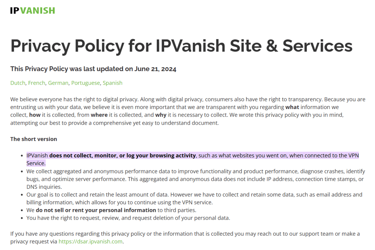 IPVanish Privacy Policy