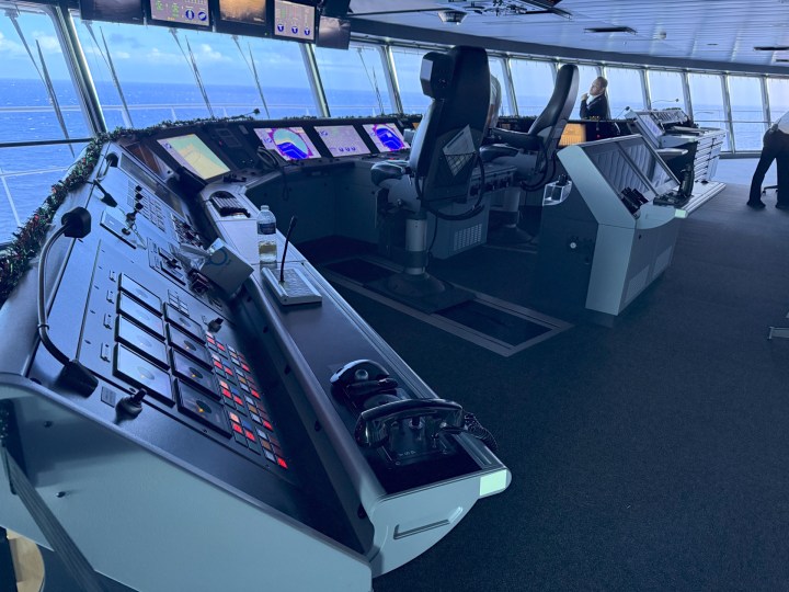 The panoramic view in the bridge aboard Royal Caribbean Allure of the Seas