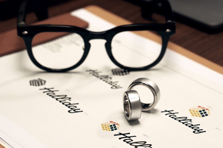 Alt text: The Halliday AI Glasses and smart ring displayed together.