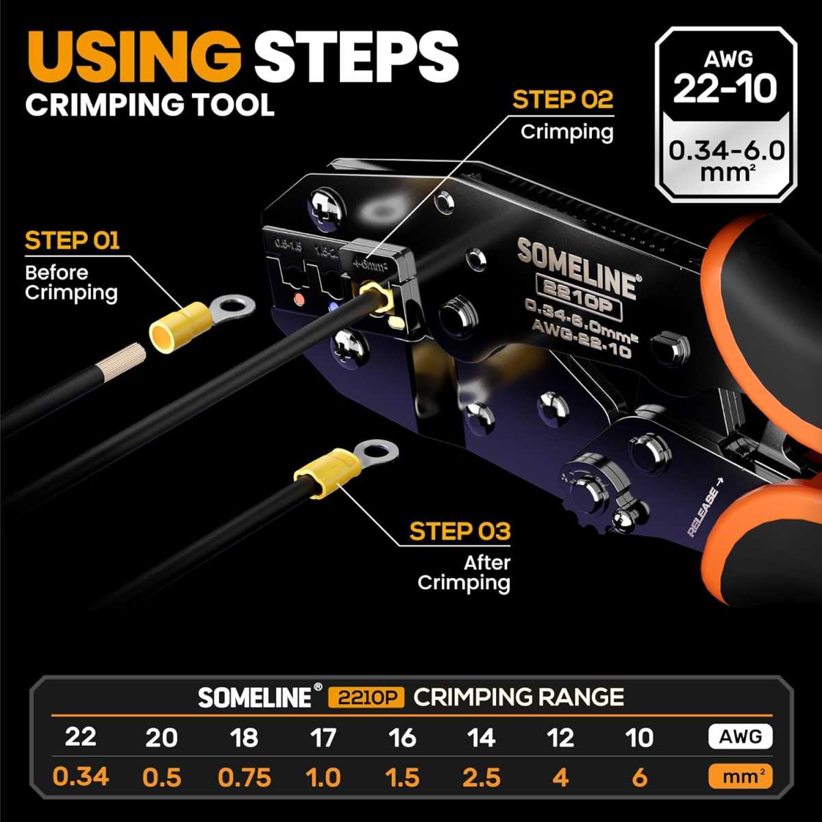 SOMELINE Crimping Tool For Insulated Electrical Connectors