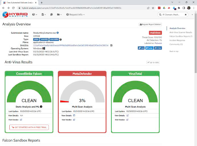 alt text: Use online sandboxes like Hybrid Analysis to analyze suspicious files and prevent malware infections.