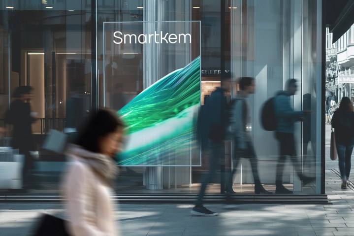 A promotional image showing a retail sign built using Smartkem