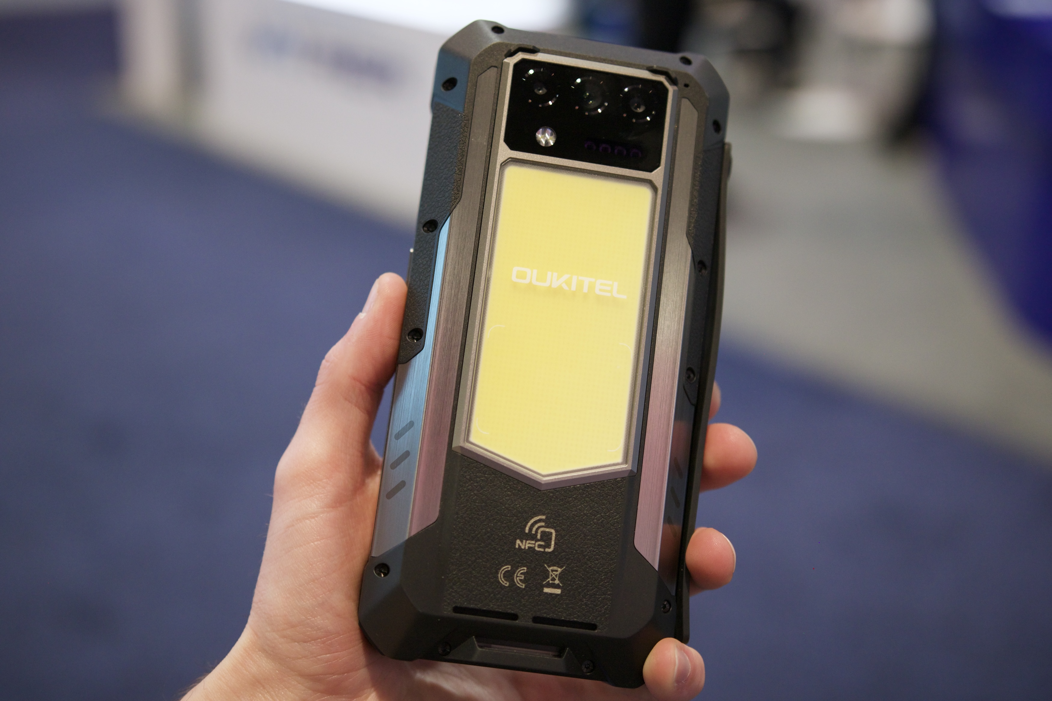 The back of the Oukitel WP100 Titan, showing its camping light.