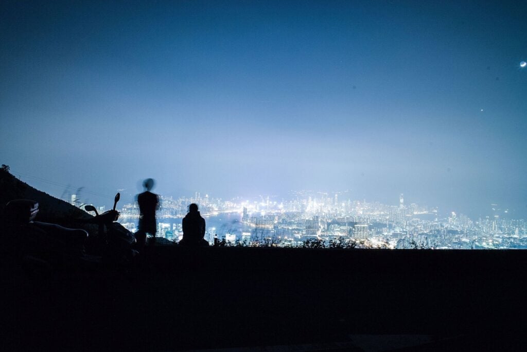 Hong Kong at night.