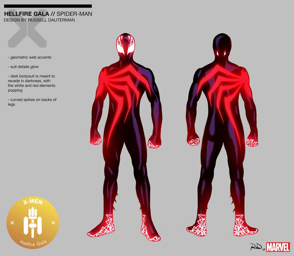 Spider-Man in his Hellfire Gala suit