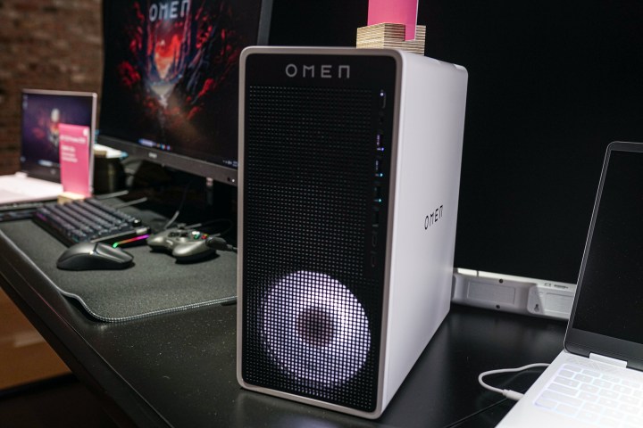 alt text: The HP Omen 16L compact gaming desktop.