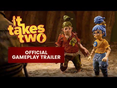 alt text: A promotional image for the It Takes Two video game featuring the two main characters, Cody and May, in their doll forms.