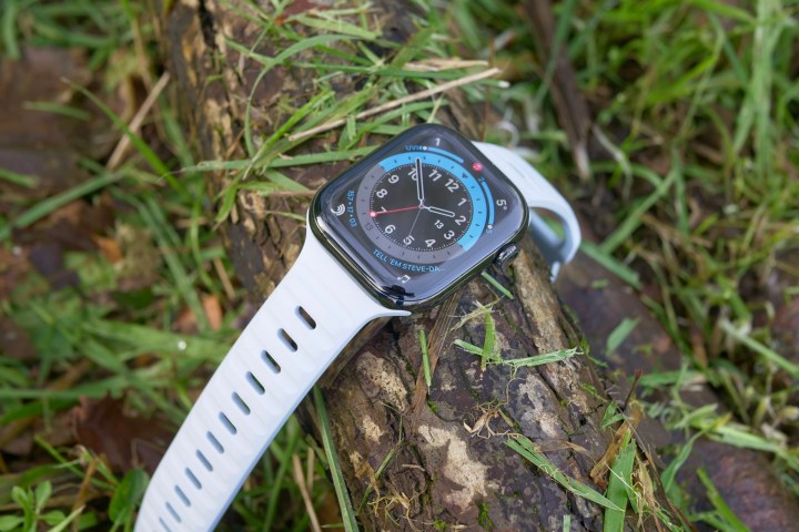 The Nomad Sport Band in the Icy Blue glow-in-the-dark finish.