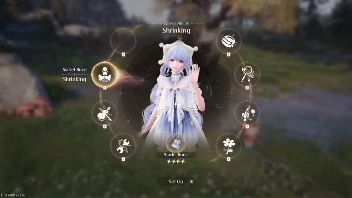 The Starlet Burst outfit in Infinity Nikki, used for the shrinking ability.