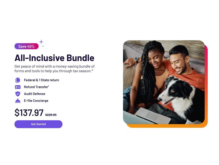 alt text: Advertisement for Tax Act All-Inclusive Bundle showing a discount.