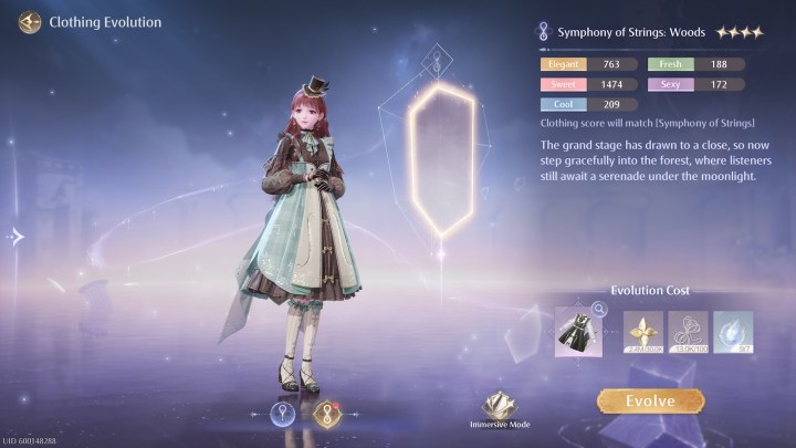 Evolving a 4-star outfit in Infinity Nikki.