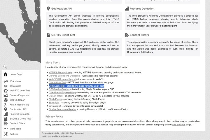 BrowserLeaks also has a DNS Leak Test near the bottom of the page.