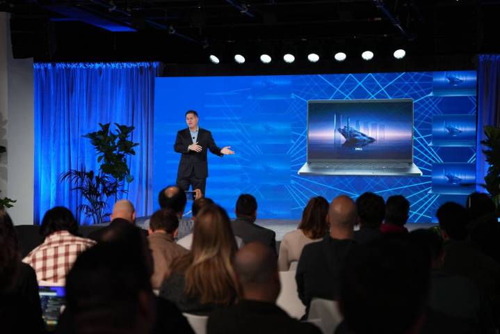 Michael Dell presenting at a Dell event.