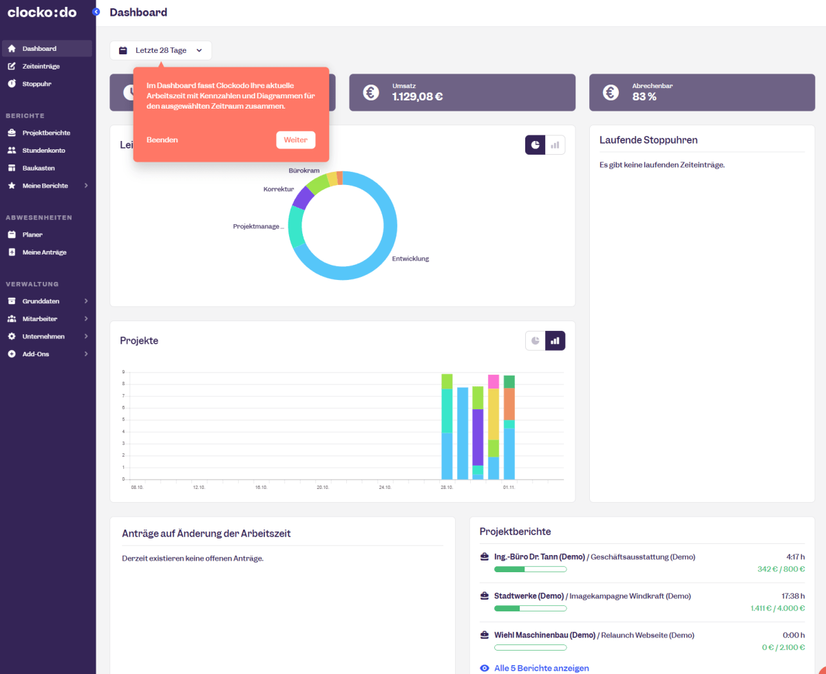 Time tracking with Clockodo